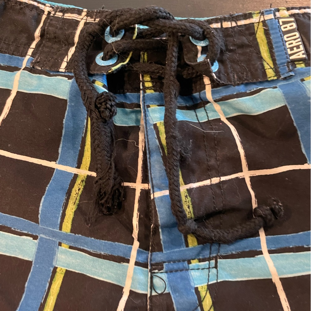 Aeropostale Men's Blue Plaid Swim Shorts Size 34 - Picture 3 of 6